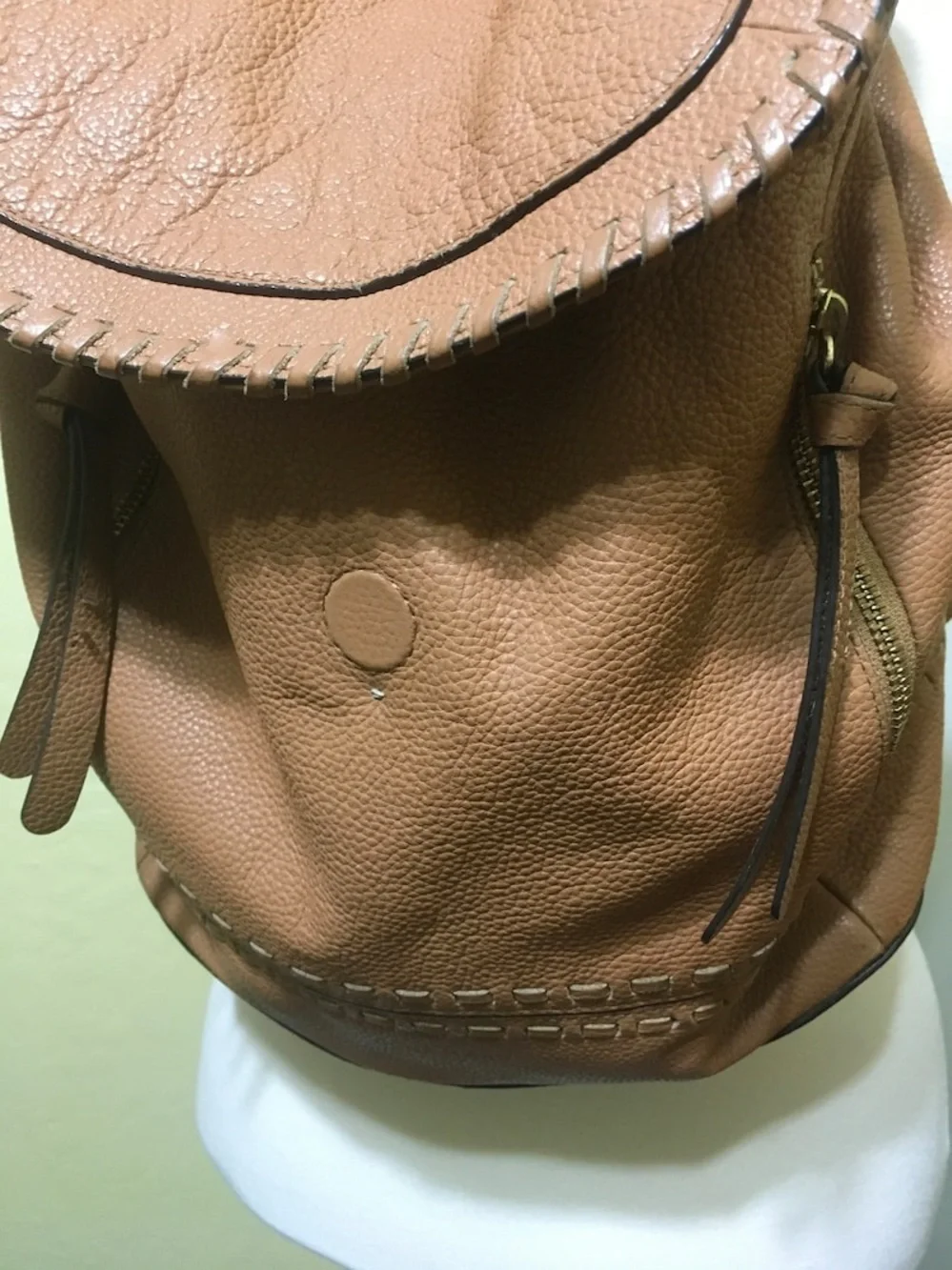 Cole Haan Tan Pebbled Leather Backpack